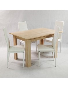 Zestaw stół Modern 120 sonoma 4 białe krzesła Nicea 2