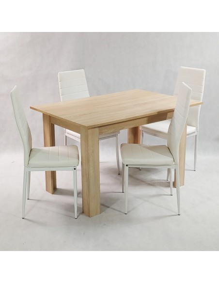 Zestaw stół Modern 120 sonoma 4 białe krzesła Nicea