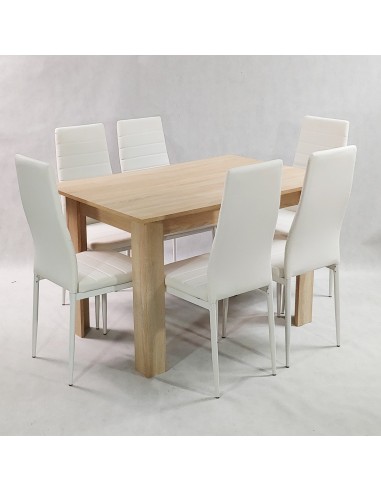 Zestaw stół Modern 120 sonoma 6 białych krzeseł...