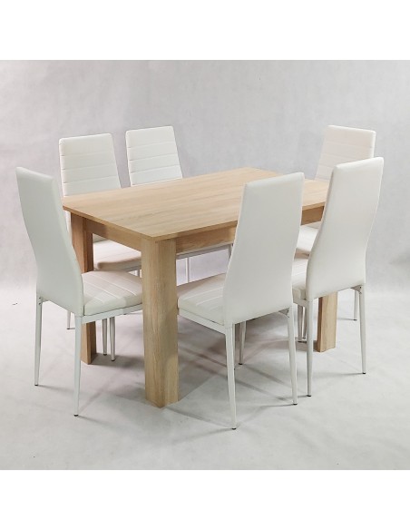 Zestaw stół Modern 120 sonoma 6 białych krzeseł Nicea