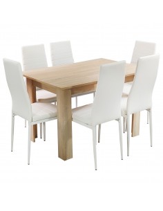 Zestaw stół Modern 120 sonoma 6 białych krzeseł Nicea