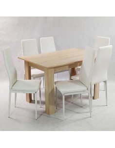Zestaw stół Modern 120 sonoma 6 białych krzeseł Nicea 2