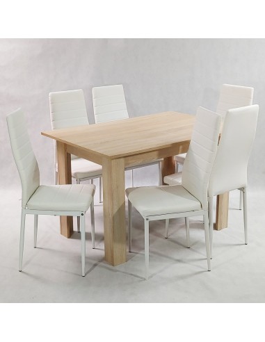Zestaw stół Modern 120 sonoma 6 białych krzeseł...