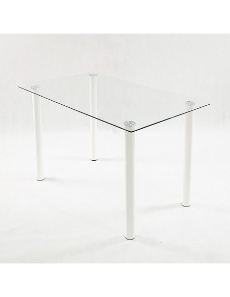 Stół Nicea transparentny nogi białe