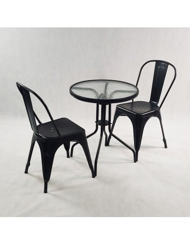 Zestaw stół BISTRO czarny i 2 czarne krzesła...