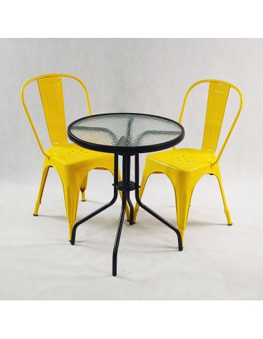 Zestaw stół BISTRO czarny i 2 czarne krzesła...