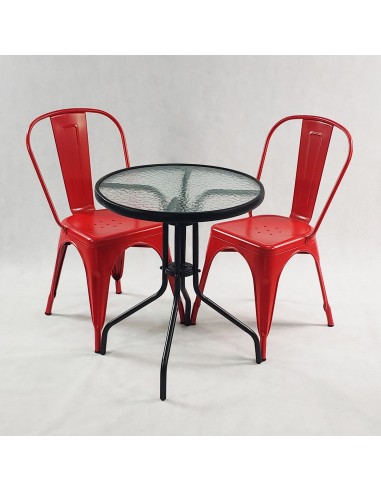 Zestaw stół BISTRO czarny i 2 czarne krzesła...