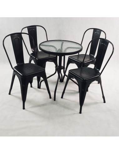 Zestaw stół BISTRO czarny i 2 czarne krzesła...