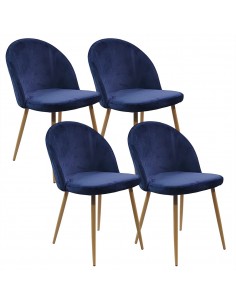 4 krzesła DENWER VELVET granatowe - welur