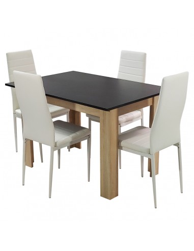 Zestaw stół Modern 120 BS i 4 białe krzesła Nicea