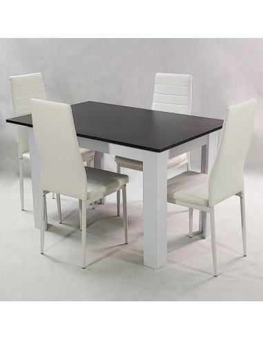 Zestaw stół Modern 120 BW i 4 białe krzesła Nicea