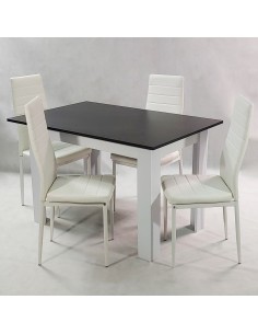Zestaw stół Modern 120 BW i 4 białe krzesła Nicea 2