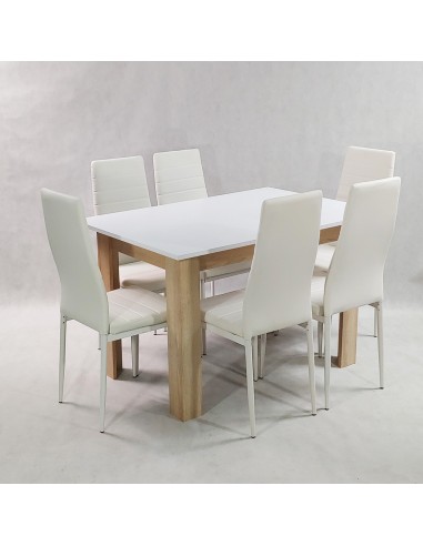 Zestaw stół Modern 120 BS i 6 białych krzeseł...