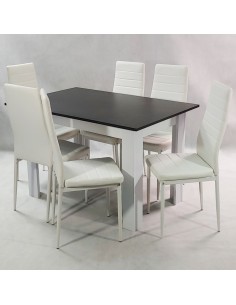Zestaw stół Modern 120 BW i 6 białych krzeseł Nicea 2