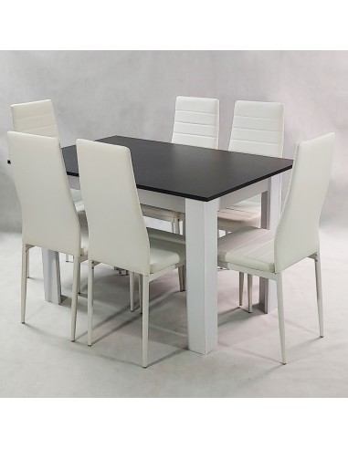 Zestaw stół Modern 120 BW i 6 białych krzeseł...