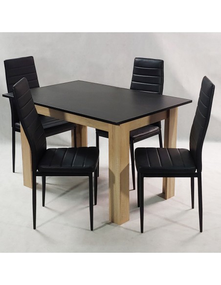 Zestaw stół Modern 120 BS i 4 czarne krzesła Nicea