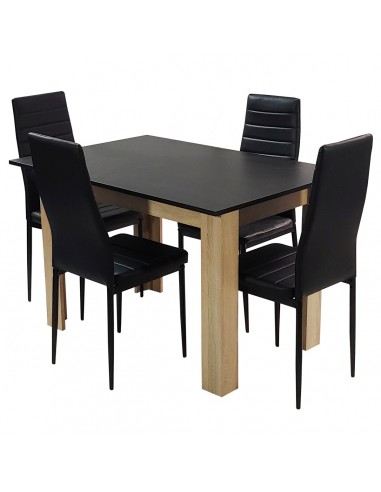 Zestaw stół Modern 120 BS i 4 czarne krzesła Nicea