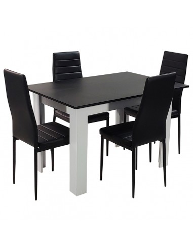 Zestaw stół Modern 120 BW i 4 czarne krzesła Nicea