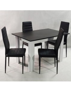 Zestaw stół Modern 120 BW i 4 czarne krzesła Nicea 2
