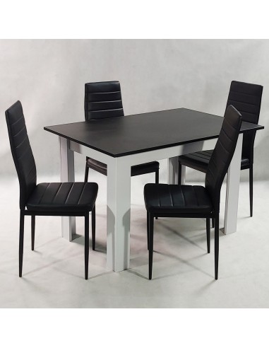 Zestaw stół Modern 120 BW i 4 czarne krzesła Nicea