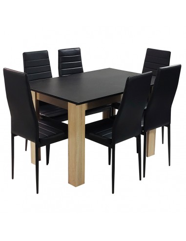 Zestaw stół Modern 120 BS i 6 czarnych krzeseł Nicea