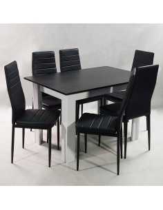 Zestaw stół Modern 120 BW i 6 czarnych krzeseł Nicea 2