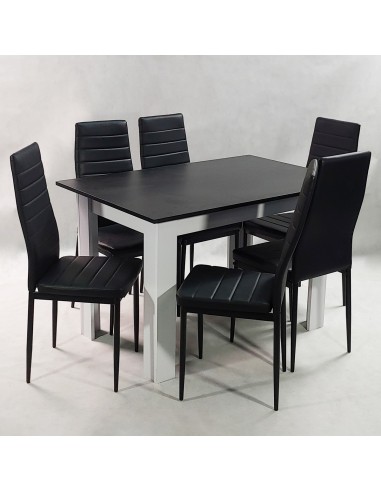 Zestaw stół Modern 120 BW i 6 czarnych krzeseł...