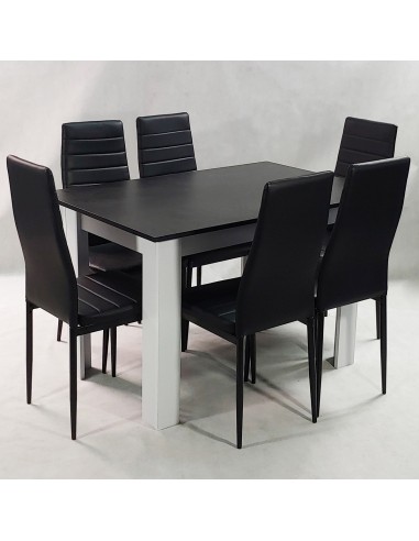 Zestaw stół Modern 120 BW i 6 czarnych krzeseł...