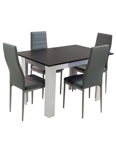 Zestaw stół Modern 120 BW i 4 szare krzesła Nicea
