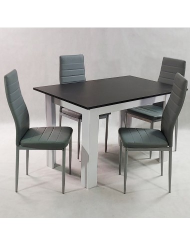 Zestaw stół Modern 120 BW i 4 szare krzesła Nicea