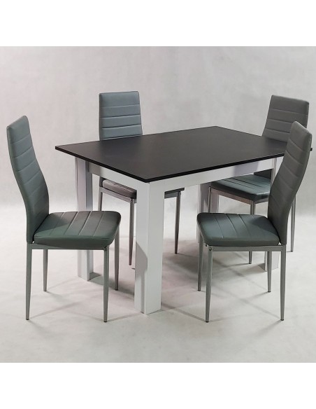 Zestaw stół Modern 120 BW i 4 szare krzesła Nicea