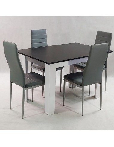 Zestaw stół Modern 120 BW i 4 szare krzesła Nicea