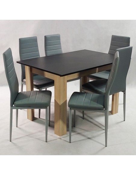 Zestaw stół Modern 120 BS i 6 szarych krzeseł Nicea