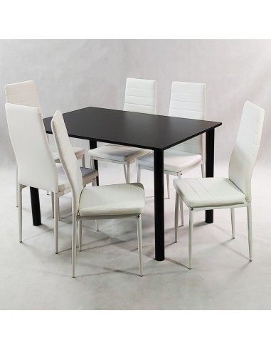 Zestaw stół Lugano 120 czarny i 6 krzeseł Nicea...