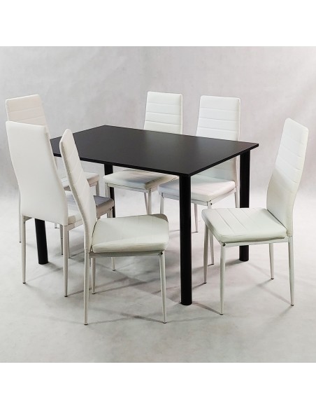 Zestaw stół Lugano 120 czarny i 6 krzeseł Nicea czarnych