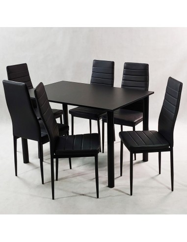 Zestaw stół Lugano 120 czarny i 6 krzeseł Nicea...