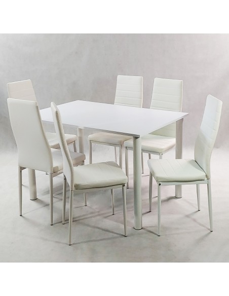 Zestaw stół Lugano 120 biały i 6 krzeseł Nicea białych