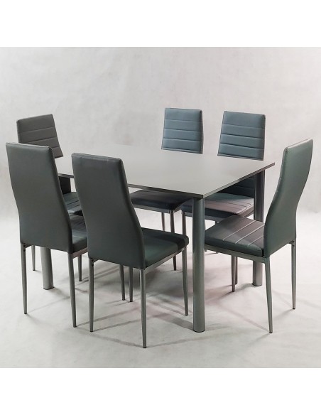 Zestaw stół Lugano 120 biały i 6 krzeseł Nicea szarych