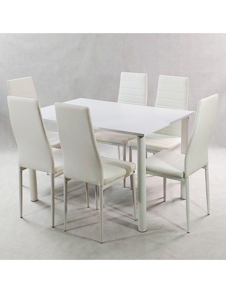 Zestaw stół Lugano 120 szary i 6 krzeseł Nicea białych