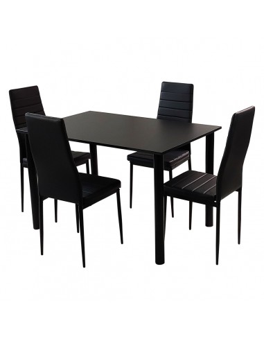Zestaw stół Lugano 120 czarny i 4 krzesła Nicea czarne