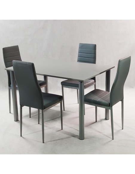 Zestaw stół Lugano 120 czarny i 4 krzesła Nicea czarne