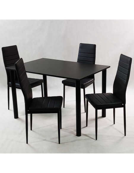 Zestaw stół Lugano 120 czarny i 4 krzesła Nicea czarne