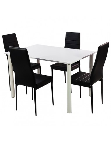 Zestaw stół Lugano 120 biały i 4 krzesła Nicea czarne