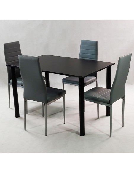 Zestaw stół Lugano 120 biały i 4 krzesła Nicea czarne