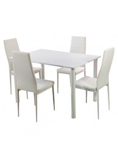 Zestaw stół Lugano 120 biały i 4 krzesła Nicea białe
