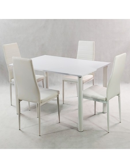 Zestaw stół Lugano 120 biały i 4 krzesła Nicea białe