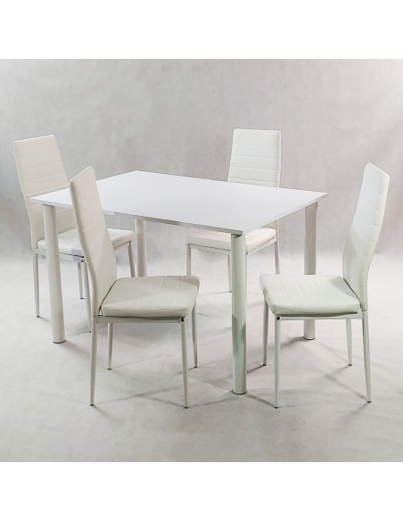Zestaw stół Lugano 120 biały i 4 krzesła Nicea białe