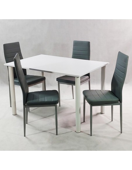 Zestaw stół Lugano 120 biały i 4 krzesła Nicea szare