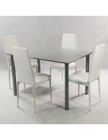 Zestaw stół Lugano 120 szary i 4 krzesła Nicea czarne