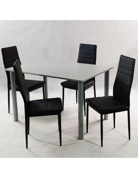 Zestaw stół Lugano 120 szary i 4 krzesła Nicea czarne
